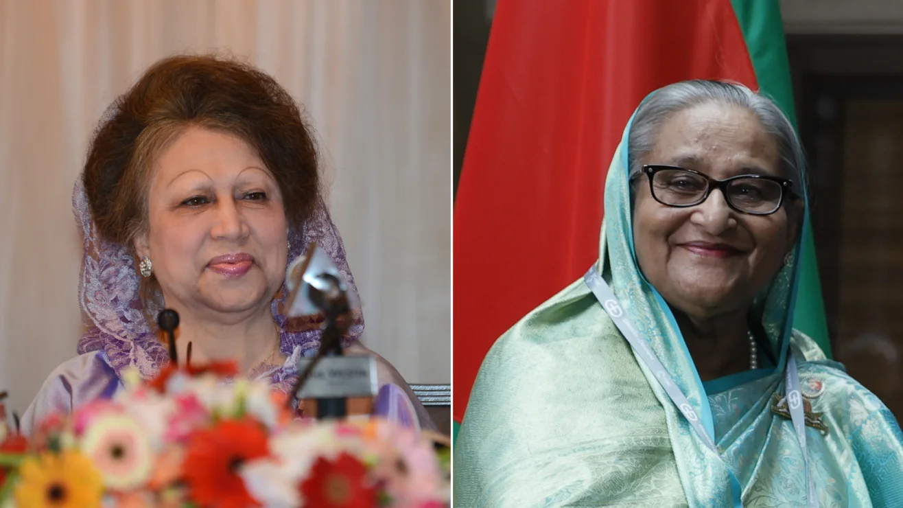 Khaleda Zia (left) and her arch-rival Sheikh Hasina