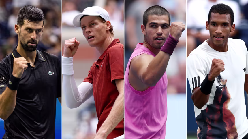 Stacked Semis! Djokovic, Alcaraz, Sinner, Auger-Aliassime Chase US Open Glory
