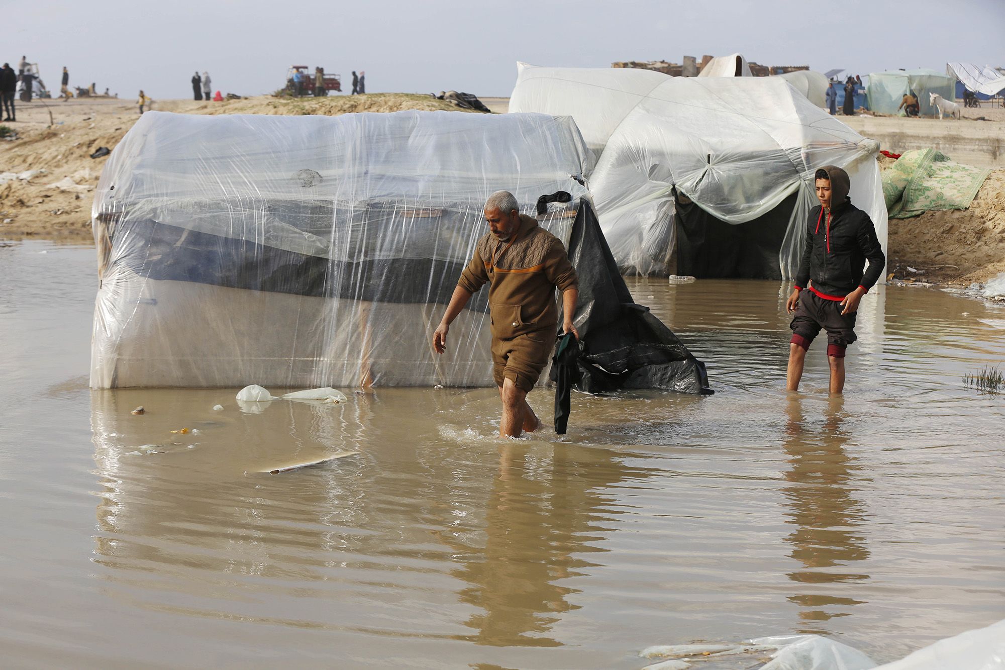 Flooded Shelters for Displaced Palestinians in Gaza